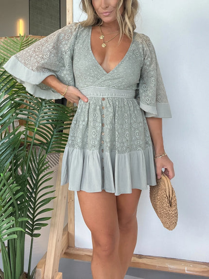Cassidy | V-Neck Flutter Sleeve Mini Dress