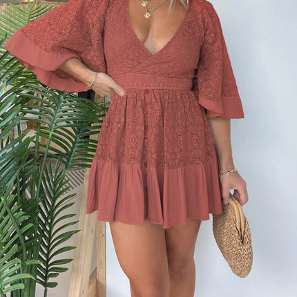 Cassidy | V-Neck Flutter Sleeve Mini Dress