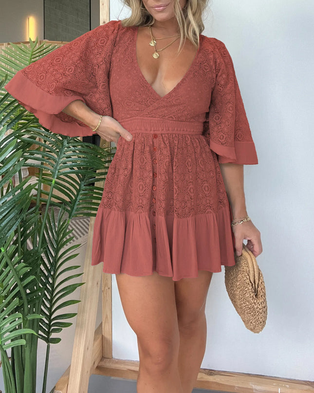 Cassidy | V-Neck Flutter Sleeve Mini Dress