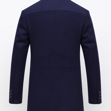 Cavrelian | Men's Wool Blend Overcoat Stand Collar Button Front