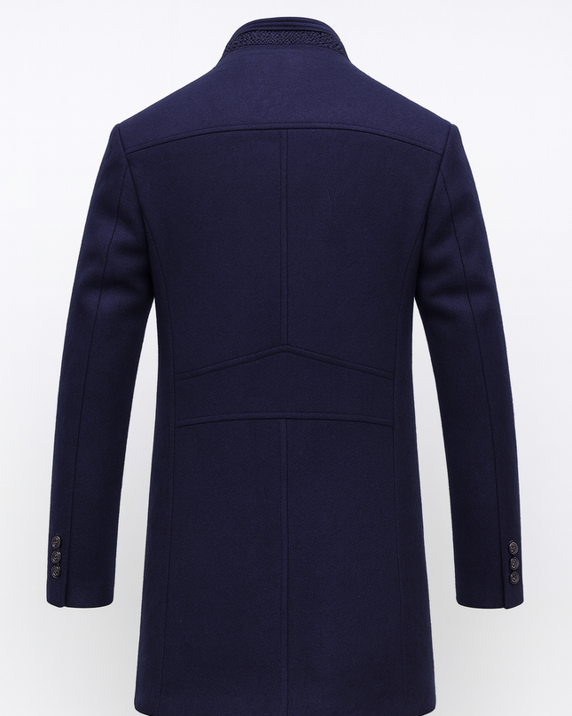 Cavrelian | Men's Wool Blend Overcoat Stand Collar Button Front