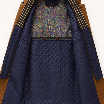 Cavrelian | Men's Wool Blend Overcoat Stand Collar Button Front