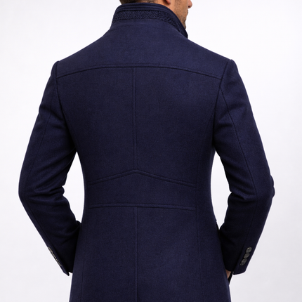 Cavrelian | Men's Wool Blend Overcoat Stand Collar Button Front