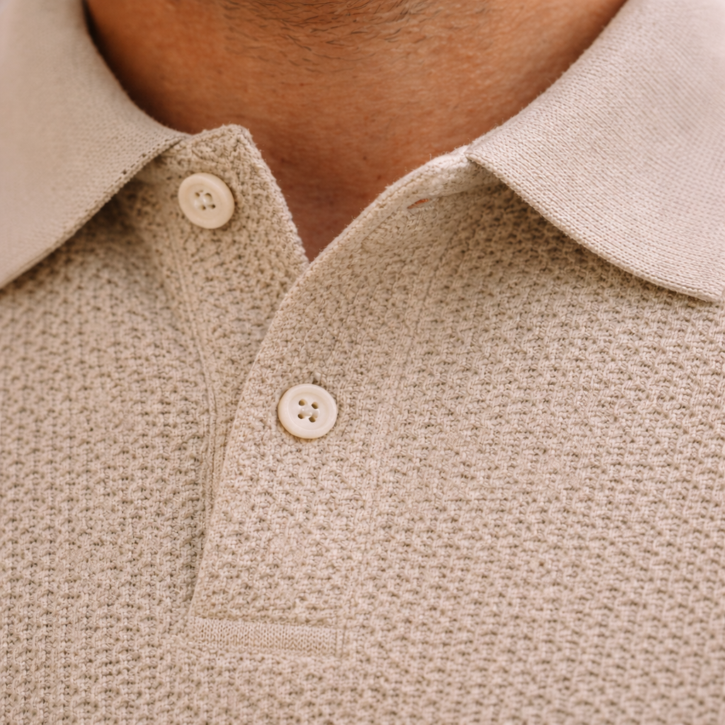 Men’s Textured Knit Polo Shirt