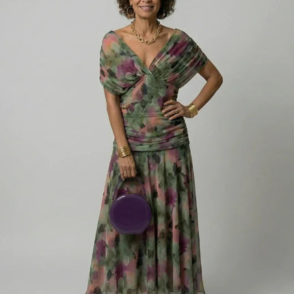 Celeste | Floral Off-Shoulder Flowing Midi Dress