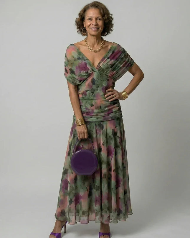 Celeste | Floral Off-Shoulder Flowing Midi Dress