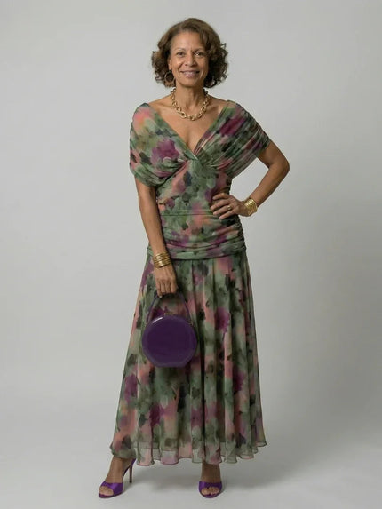 Celeste | Floral Off-Shoulder Flowing Midi Dress