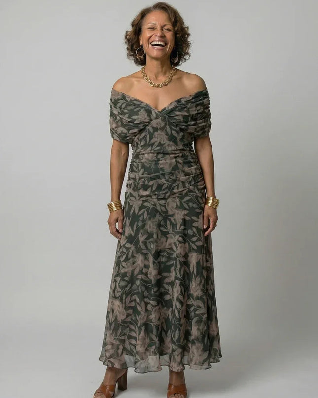 Celeste | Floral Off-Shoulder Flowing Midi Dress
