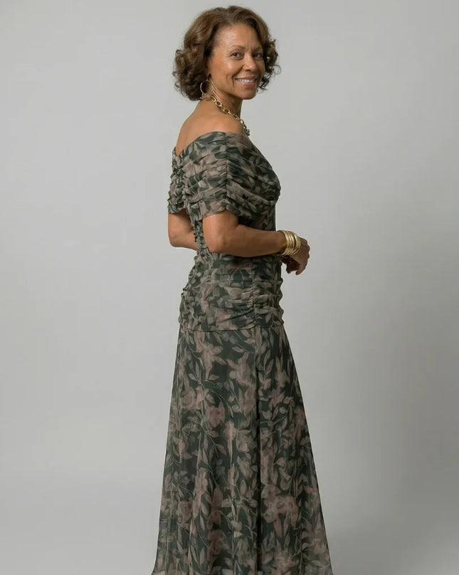 Celeste | Floral Off-Shoulder Flowing Midi Dress