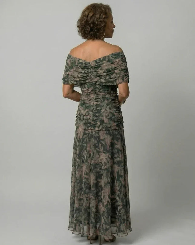 Celeste | Floral Off-Shoulder Flowing Midi Dress