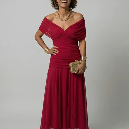 Celeste | Floral Off-Shoulder Flowing Midi Dress
