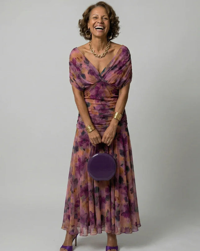 Celeste | Floral Off-Shoulder Flowing Midi Dress