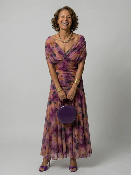 Celeste | Floral Off-Shoulder Flowing Midi Dress