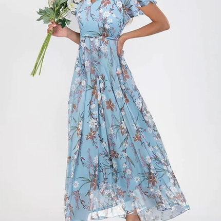 Celestine | Flutter Sleeve Floral Maxi Dress