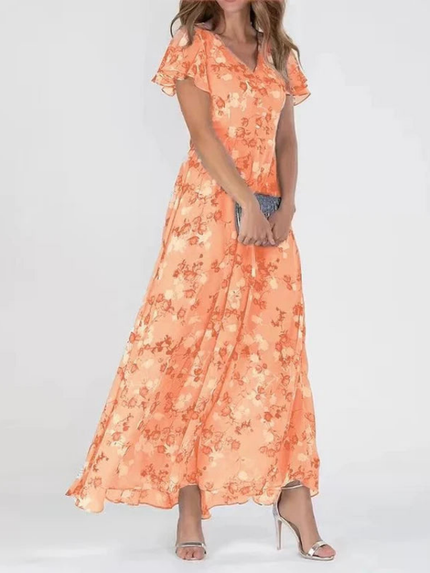 Celestine | Flutter Sleeve Floral Maxi Dress