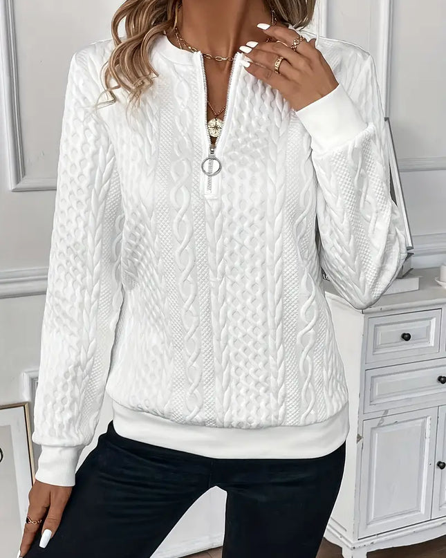 Charlotte | Women's Quarter-Zip Cable Knit Sweater Long Sleeve