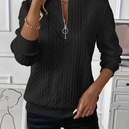 Charlotte | Women's Quarter-Zip Cable Knit Sweater Long Sleeve