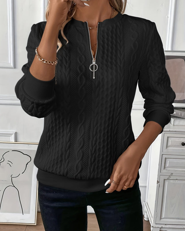 Charlotte | Women's Quarter-Zip Cable Knit Sweater Long Sleeve