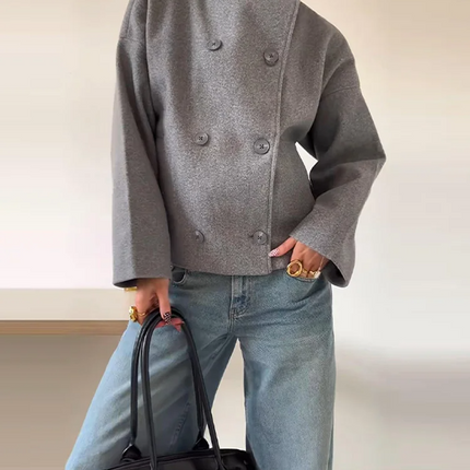 Claire | Women's Double-Breasted High Collar Jacket