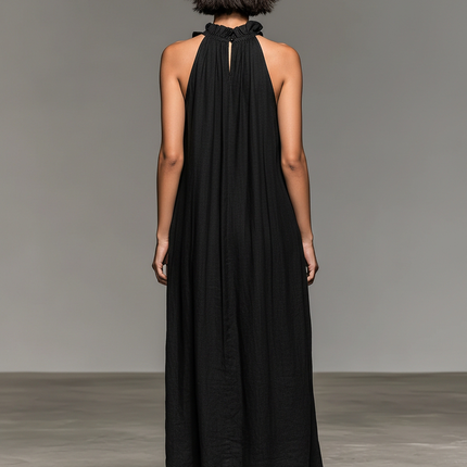 Colette | Ruffle Trim Halter Maxi Dress