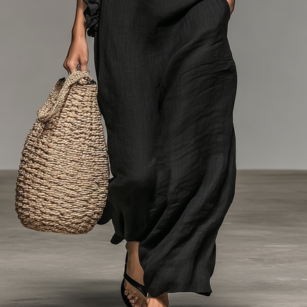 Colette | Ruffle Trim Halter Maxi Dress