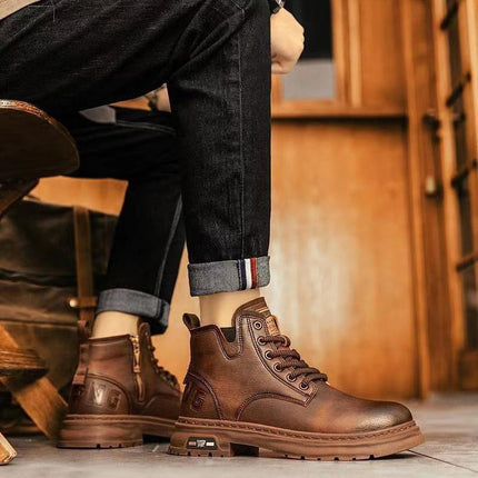 Corentin | Men's Leather Boots – Casual Lace-Up Design