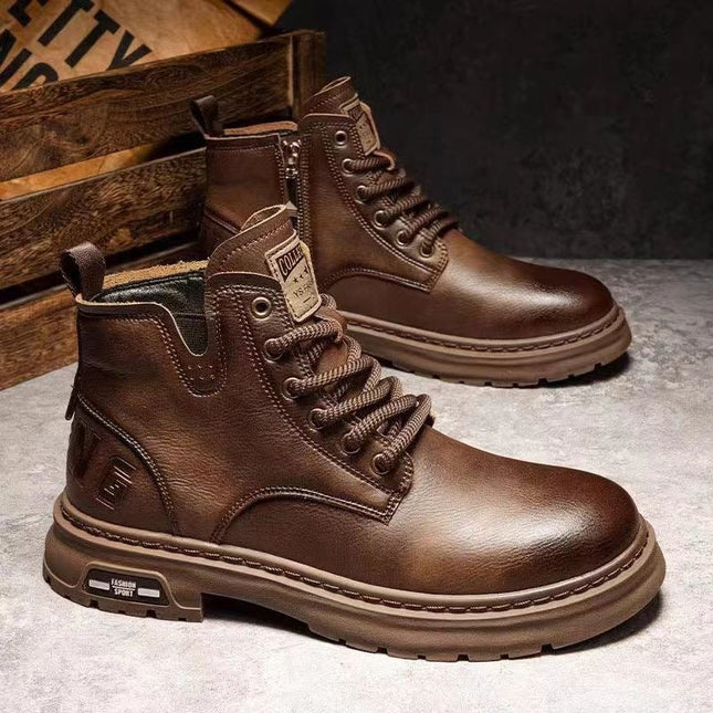 Corentin | Men's Leather Boots – Casual Lace-Up Design
