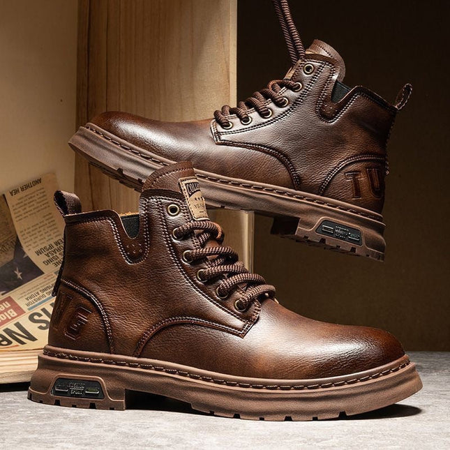 Corentin | Men's Leather Boots – Casual Lace-Up Design