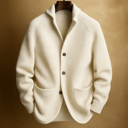 Corentin | Men's Wool Cardigan – Ribbed Button-Front