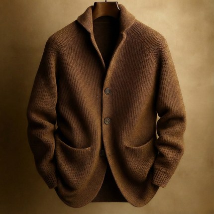 Corentin | Men's Wool Cardigan – Ribbed Button-Front