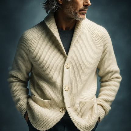 Corentin | Men's Wool Cardigan – Ribbed Button-Front