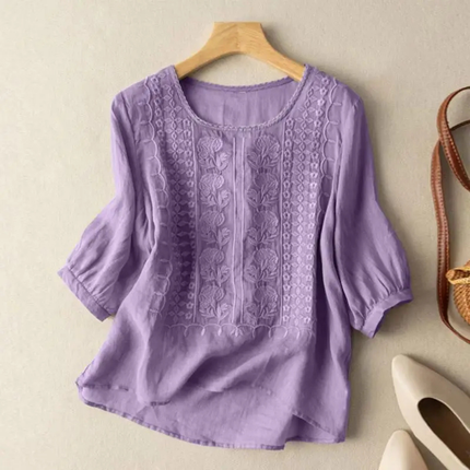 Corisande | Embroidered Round Neck Blouse