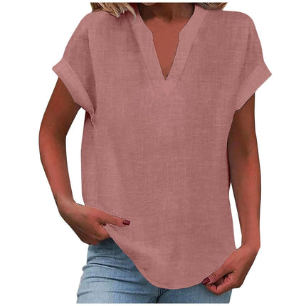 Dahlia | Relaxed V-Neck Short Sleeve Blouse