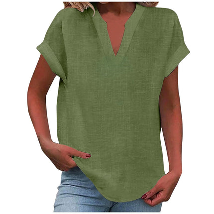 Dahlia | Relaxed V-Neck Short Sleeve Blouse