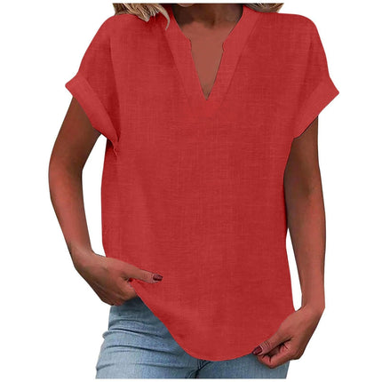 Dahlia | Relaxed V-Neck Short Sleeve Blouse