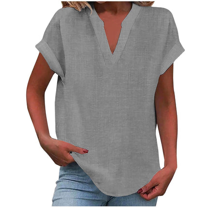 Dahlia | Relaxed V-Neck Short Sleeve Blouse