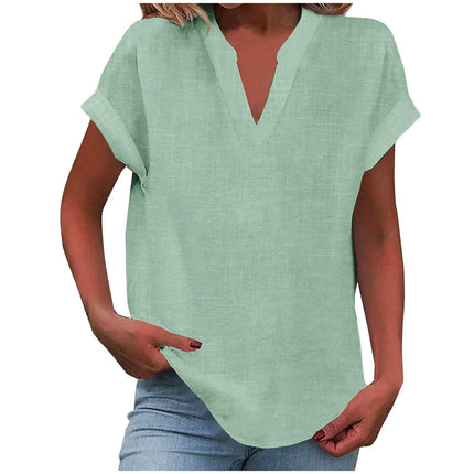 Dahlia | Relaxed V-Neck Short Sleeve Blouse