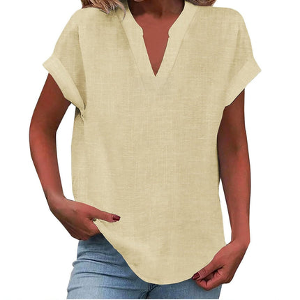 Dahlia | Relaxed V-Neck Short Sleeve Blouse