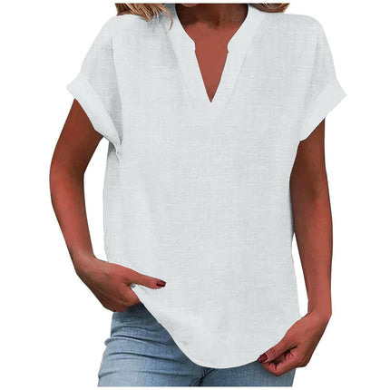 Dahlia | Relaxed V-Neck Short Sleeve Blouse