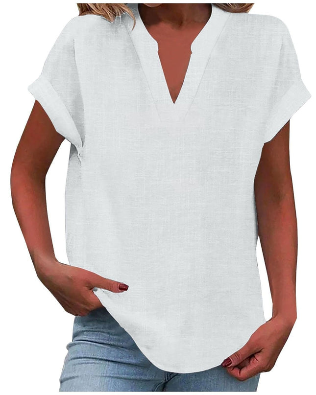 Dahlia | Relaxed V-Neck Short Sleeve Blouse