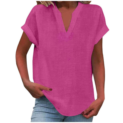 Dahlia | Relaxed V-Neck Short Sleeve Blouse