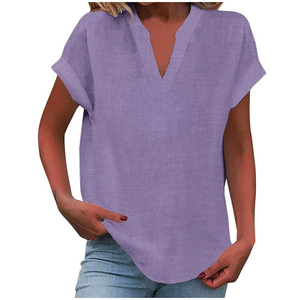 Dahlia | Relaxed V-Neck Short Sleeve Blouse
