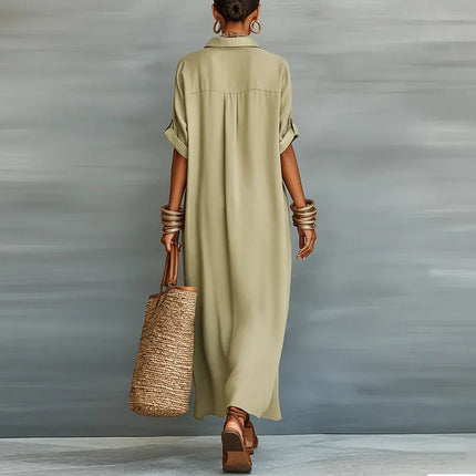 Delphine | Button Front Shirt Maxi Dress