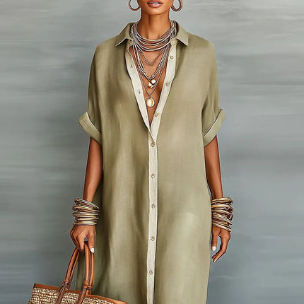 Delphine | Button Front Shirt Maxi Dress