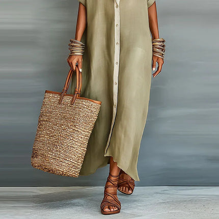 Delphine | Button Front Shirt Maxi Dress