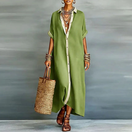 Delphine | Button Front Shirt Maxi Dress