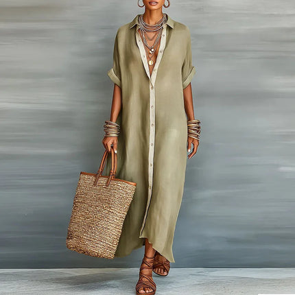 Delphine | Button Front Shirt Maxi Dress