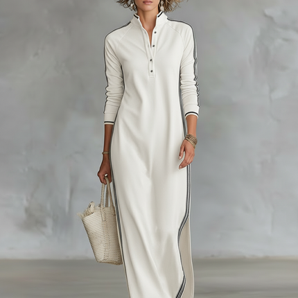 Diana | Button Neck Long Sleeve Maxi Dress