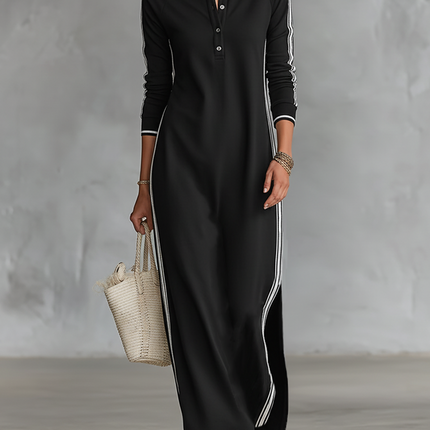 Diana | Button Neck Long Sleeve Maxi Dress