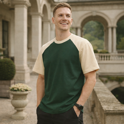 Men’s Two-Tone Raglan Cotton T-Shirt
